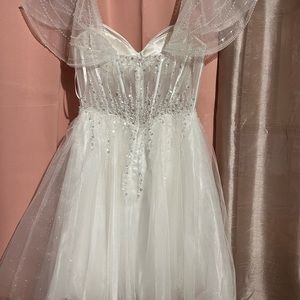 Enchanting Off-White Beaded Tulle Dress by Cinderella Divine